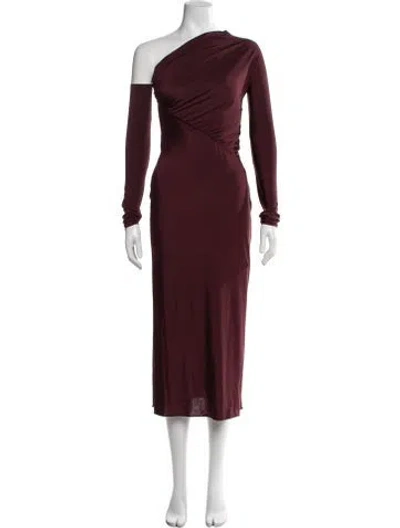 Pre-owned Marina Moscone One-shoulder Midi Length Dress W/ Tags In Burgundy