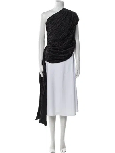Pre-owned Marina Moscone One-shoulder Sleeveless Tunic In Black