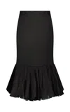 Marina Moscone Organza-detailed Cady Skirt In Black
