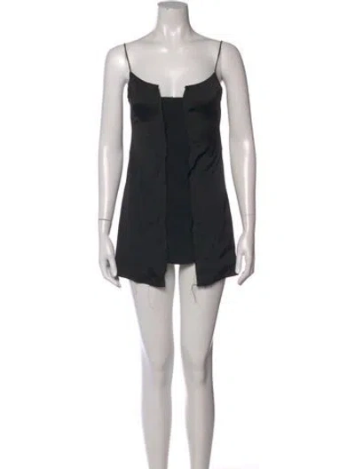 Pre-owned Marina Moscone Plunge Neckline Mini Dress In Black