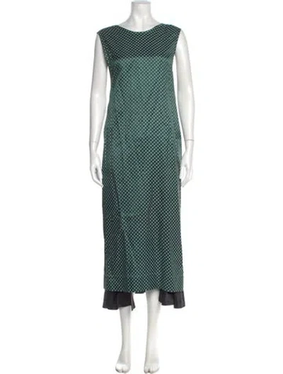 Pre-owned Marina Moscone Printed Long Dress In Green
