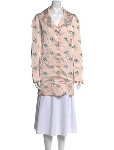 Pre-owned Marina Moscone Printed Long Sleeve Tunic In Pink