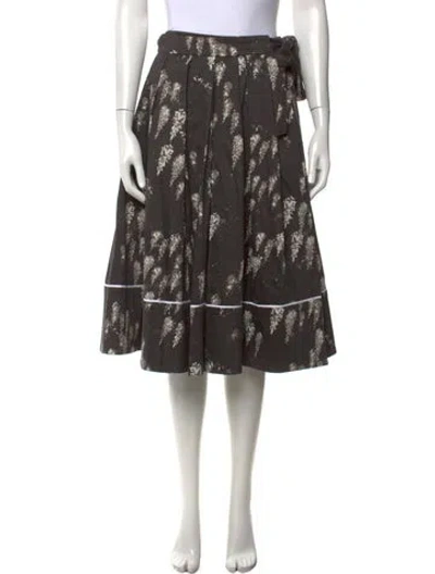 Pre-owned Marina Moscone Printed Midi Length Skirt In Black