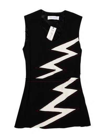 Pre-owned Marina Moscone Printed Mini Dress In Black