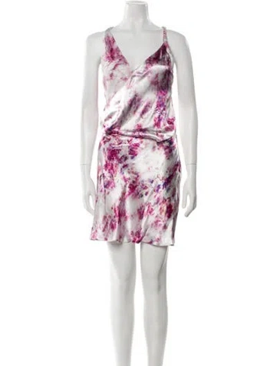 Pre-owned Marina Moscone Printed Mini Dress W/ Tags In Purple