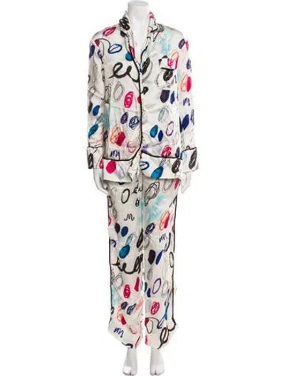 Pre-owned Marina Moscone Printed Pajamas In White