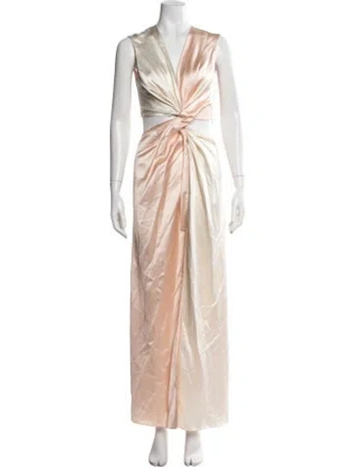 Pre-owned Marina Moscone Satin Long Dress In Pink
