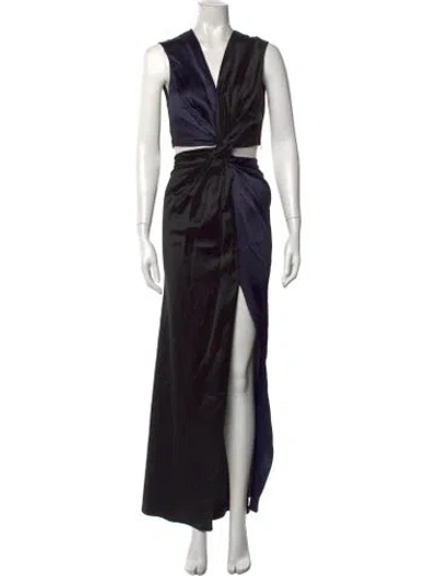 Pre-owned Marina Moscone Satin Long Dress W/ Tags In Black