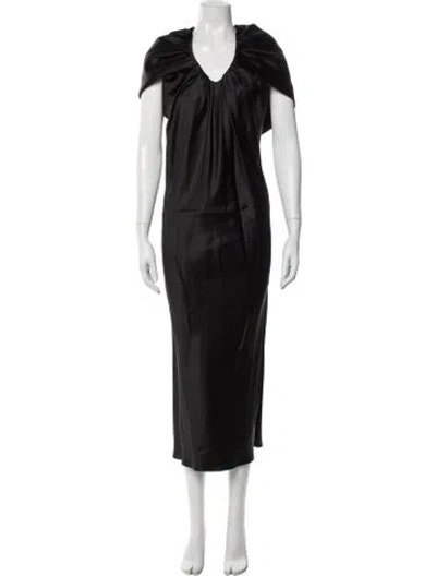 Pre-owned Marina Moscone Satin Long Dress W/ Tags In Black
