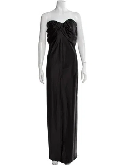 Pre-owned Marina Moscone Satin Long Dress W/ Tags In Black