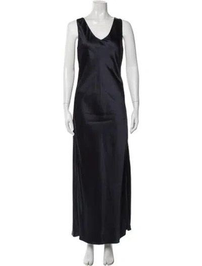 Pre-owned Marina Moscone Satin Long Dress W/ Tags In Blue