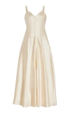 Marina Moscone Satin Midi Swing Dress In Ivory