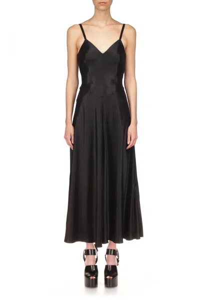 Marina Moscone Satin Swing Dress In Black