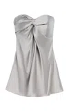 Marina Moscone Satin Twist Bustier In Gray