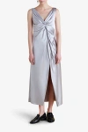 Marina Moscone Satin V-neck Twist Dress