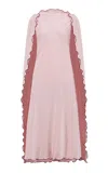 Marina Moscone Scalloped Cady Cape Dress In Pink