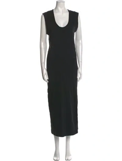 Pre-owned Marina Moscone Scoop Neck Long Dress In Black