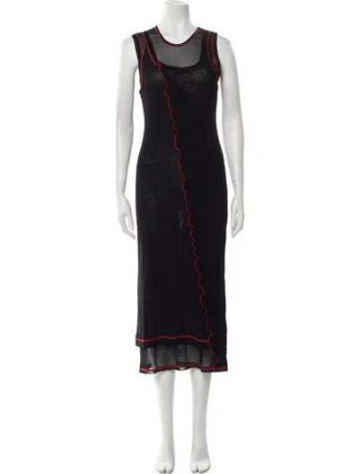 Pre-owned Marina Moscone Scoop Neck Long Dress In Black