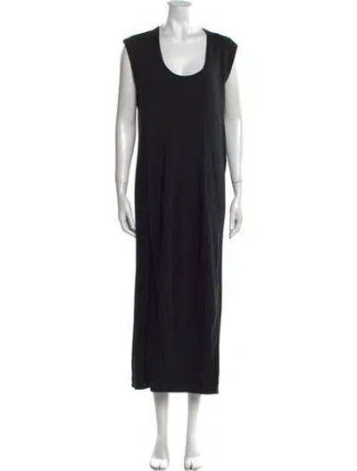Pre-owned Marina Moscone Scoop Neck Long Dress In Black