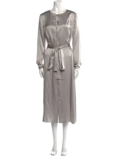 Pre-owned Marina Moscone Scoop Neck Long Dress In Gray