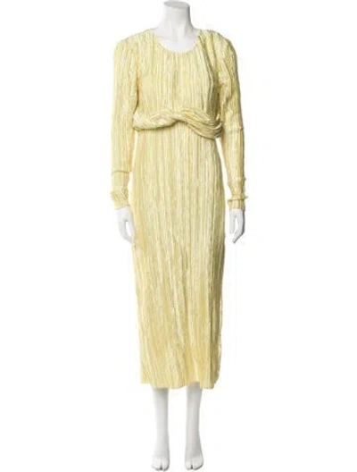 Pre-owned Marina Moscone Scoop Neck Long Dress In Yellow