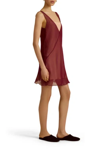Marina Moscone Sheer Layered Camisole Dress In Brown