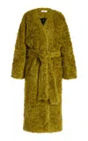 Marina Moscone Sherpa Cocoon Coat In Green