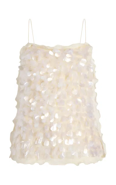 Marina Moscone Silk Paillette Camisole In White