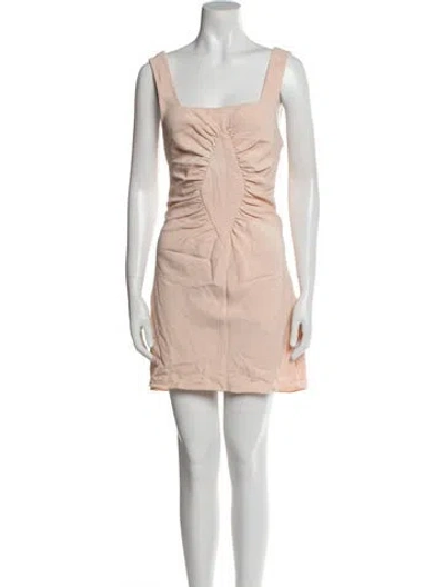 Pre-owned Marina Moscone Square Neckline Mini Dress In Pink