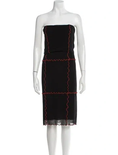 Pre-owned Marina Moscone Strapless Knee-length Dress W/ Tags In Black