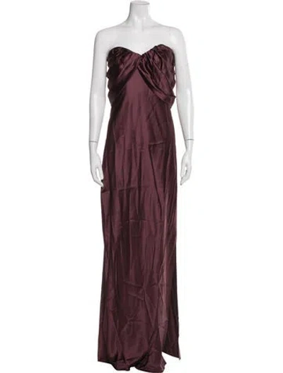 Pre-owned Marina Moscone Strapless Long Dress W/ Tags In Burgundy