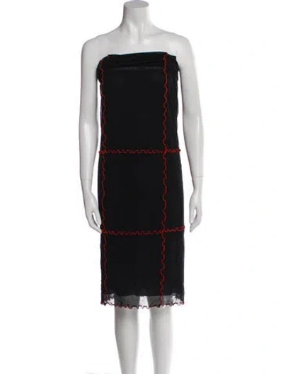 Pre-owned Marina Moscone Strapless Midi Length Dress W/ Tags In Black