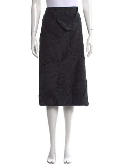 Pre-owned Marina Moscone Striped Midi Length Skirt W/ Tags In Black