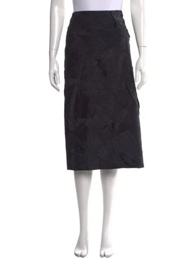 Pre-owned Marina Moscone Striped Midi Length Skirt W/ Tags In Black