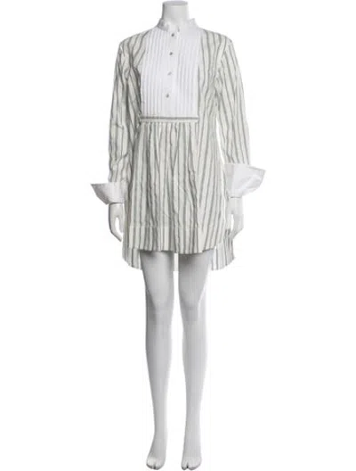 Pre-owned Marina Moscone Striped Mini Dress In Neutrals
