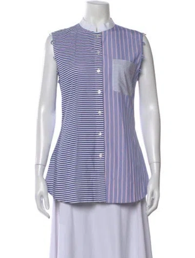 Pre-owned Marina Moscone Striped Sleeveless Button-up Top In Multi