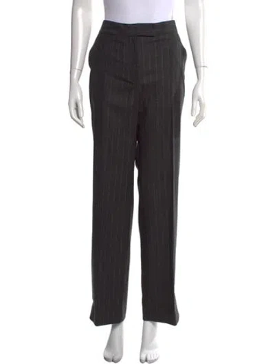 Pre-owned Marina Moscone Striped Straight Leg Pants W/ Tags In Grey