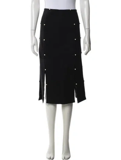 Pre-owned Marina Moscone Studded Accents Midi Length Skirt In Black
