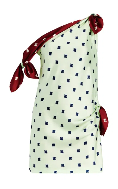 Marina Moscone Tabard Tie Mini Dress In Green