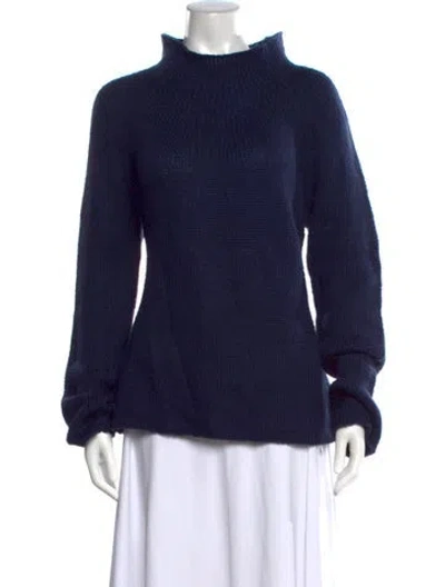 Pre-owned Marina Moscone Turtleneck Sweater In Blue