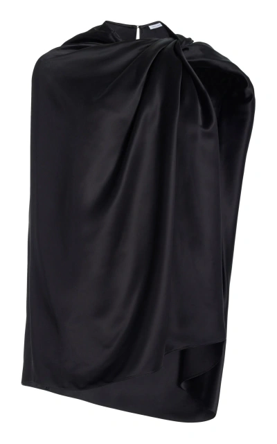 Marina Moscone Twisted Satin Capelet In Black