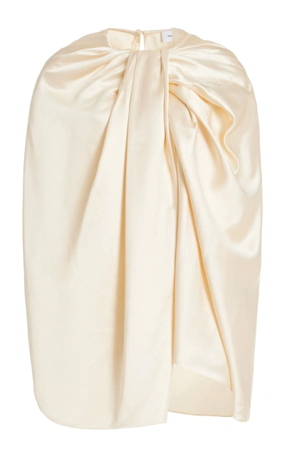 Marina Moscone Twisted Satin Capelet In Ivory