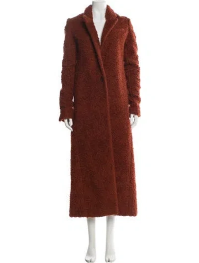 Pre-owned Marina Moscone Virgin Wool Faux Fur Coat In Orange