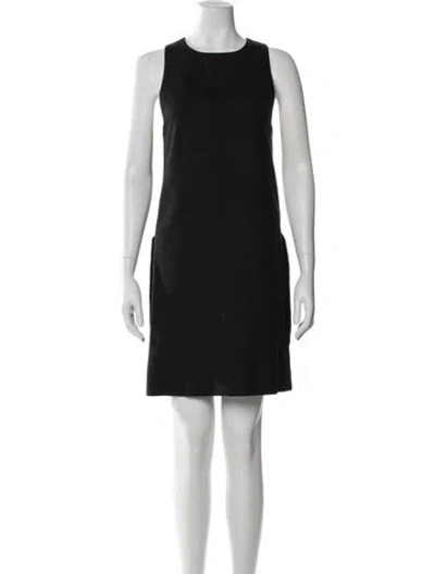 Pre-owned Marina Moscone Virgin Wool Knee-length Dress In Black