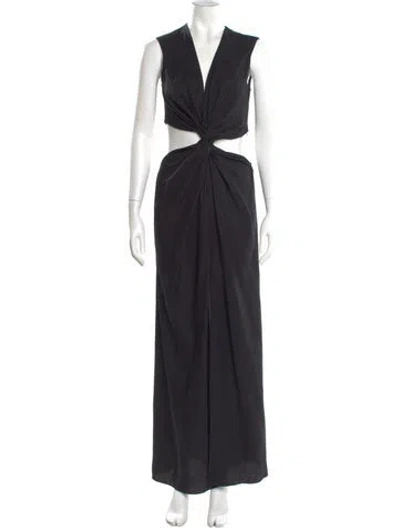 Pre-owned Marina Moscone Virgin Wool Long Dress In Black