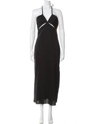 Pre-owned Marina Moscone Virgin Wool Long Dress W/ Tags In Black