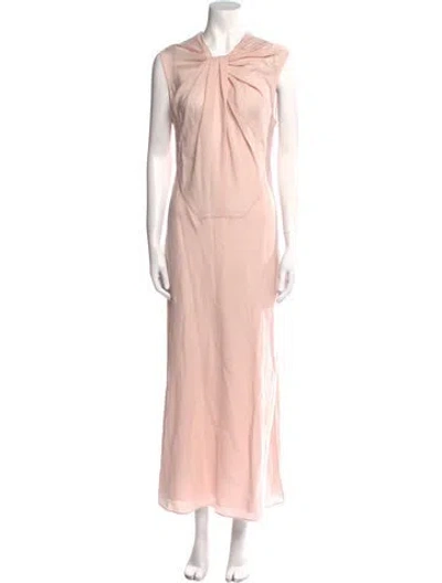 Pre-owned Marina Moscone Virgin Wool Long Dress W/ Tags In Pink