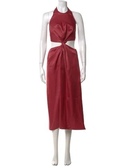 Pre-owned Marina Moscone Virgin Wool Midi Length Dress In Pink