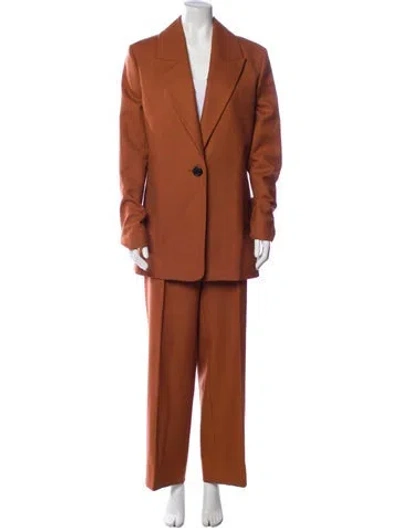 Pre-owned Marina Moscone Virgin Wool Pant Set In Brown