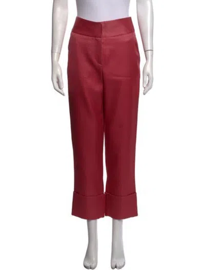 Pre-owned Marina Moscone Virgin Wool Straight Leg Pants In Red